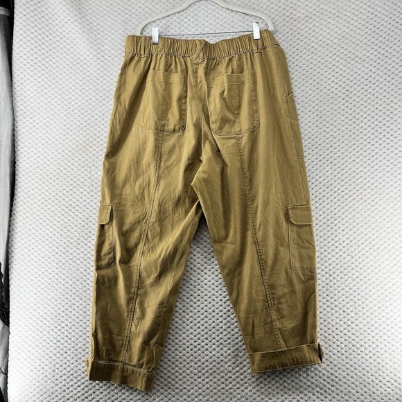 Knox Rose Cropped‎ Cargo Pants High Waist Casual Trousers Khaki XL - Picture 4 of 12